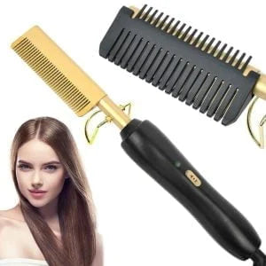 LuxeSleek™ PEINE CALIENTE ALISADOR DE PELO, 2 EN 1